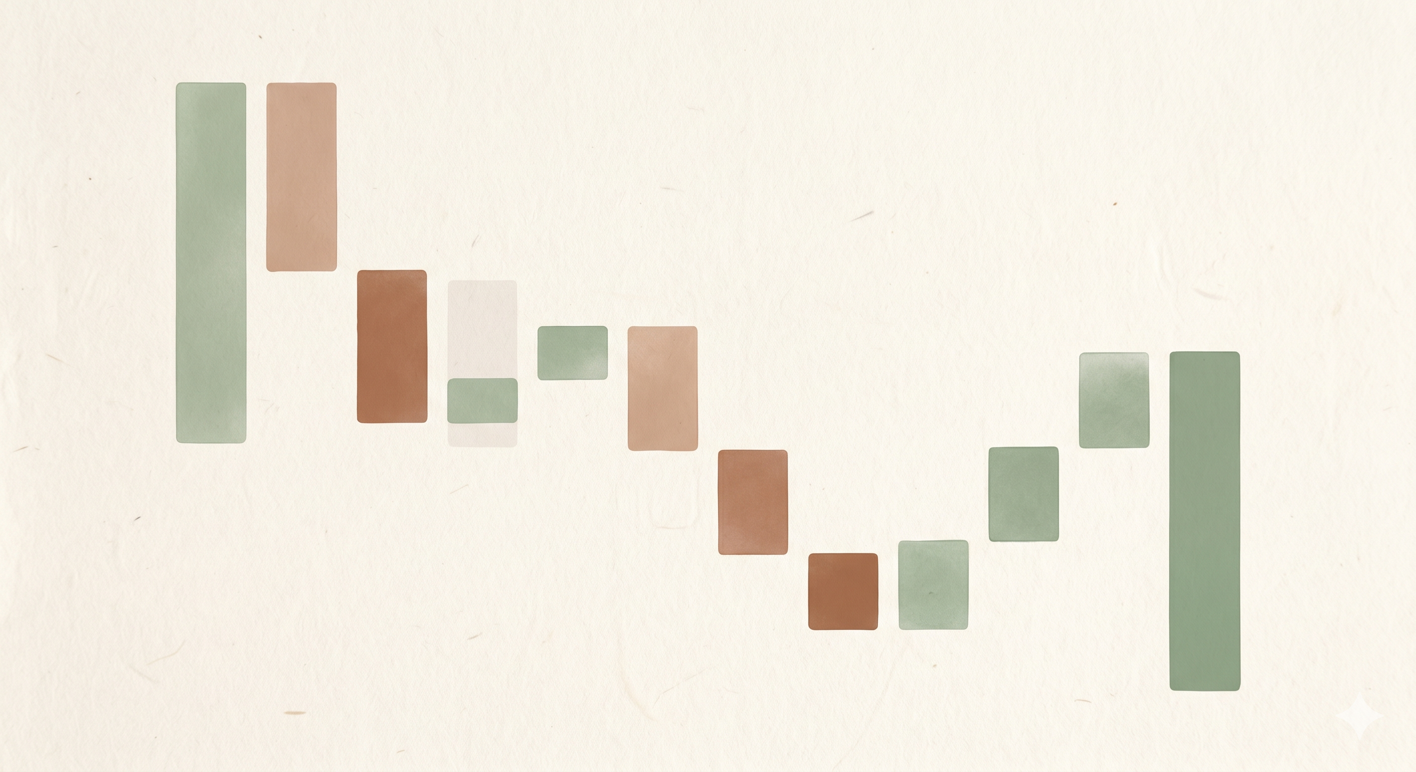 VIP — abstract variance visualization with colored blocks on textured paper
